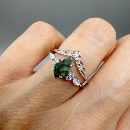 Doppio Anello Agata Muschiata SILVER | Argento 925 - NON REGOLABILE