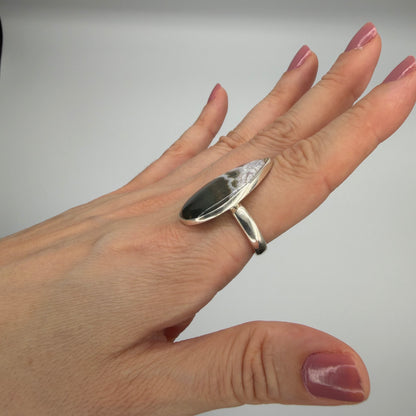 Anello Diaspro Oceano Argento 925 - a  Goccia grande
