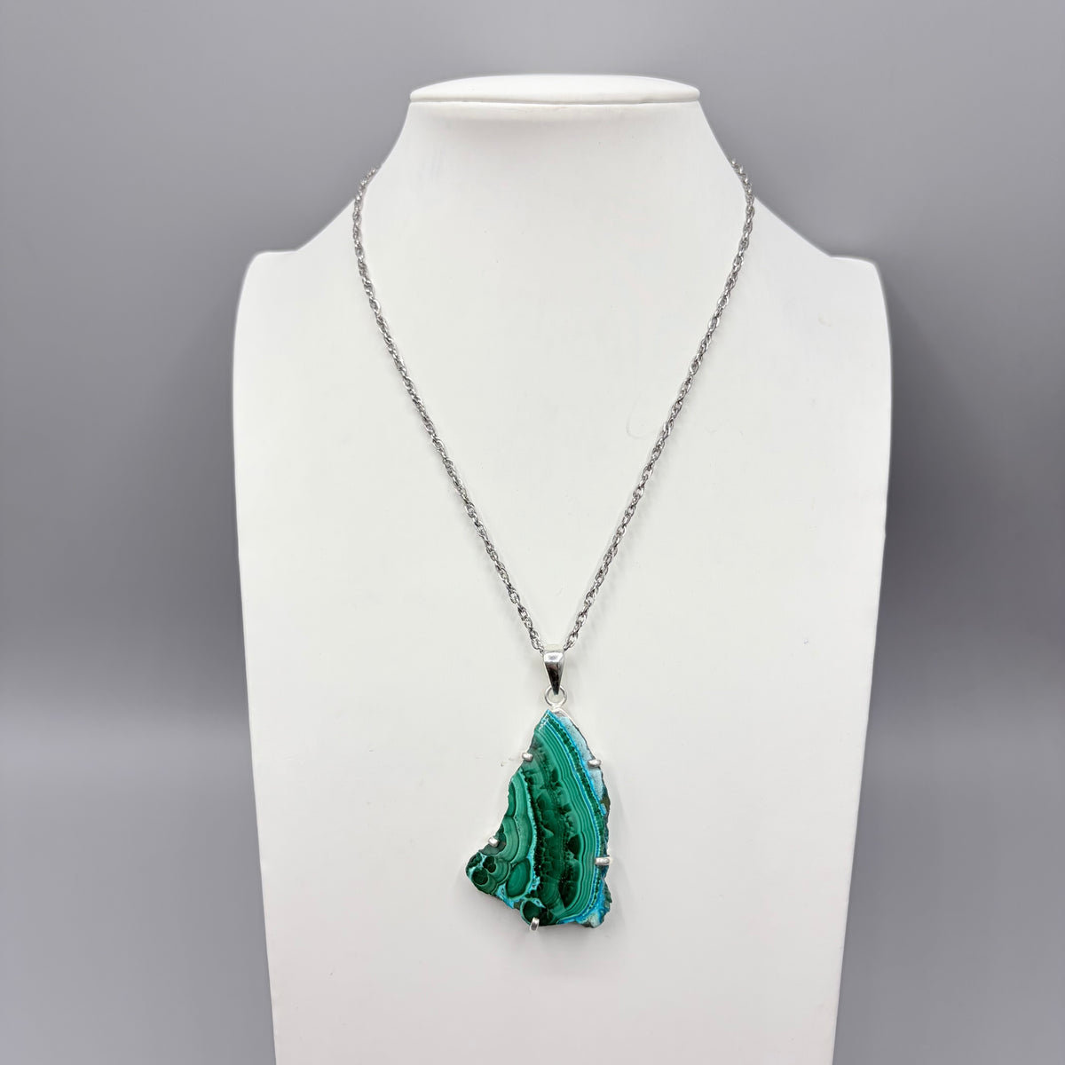 Ciondolo Malachite e Crisocolla Argento 925 - irregolare