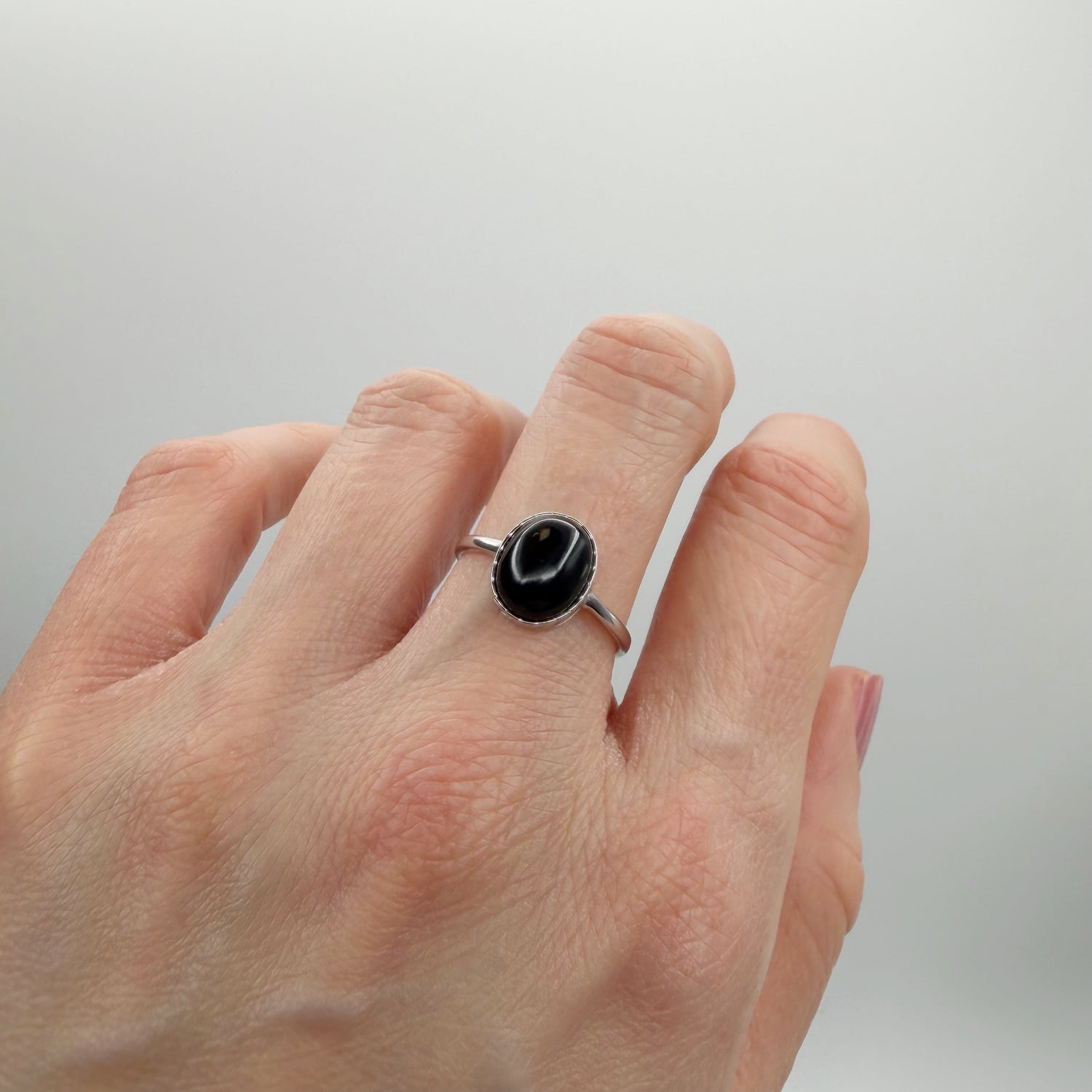 Anello Ossidiana  e Argento 925