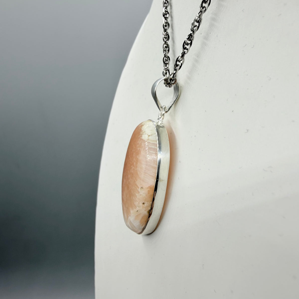 Ciondolo Scolecite Rosa Argento 925 | Ovale