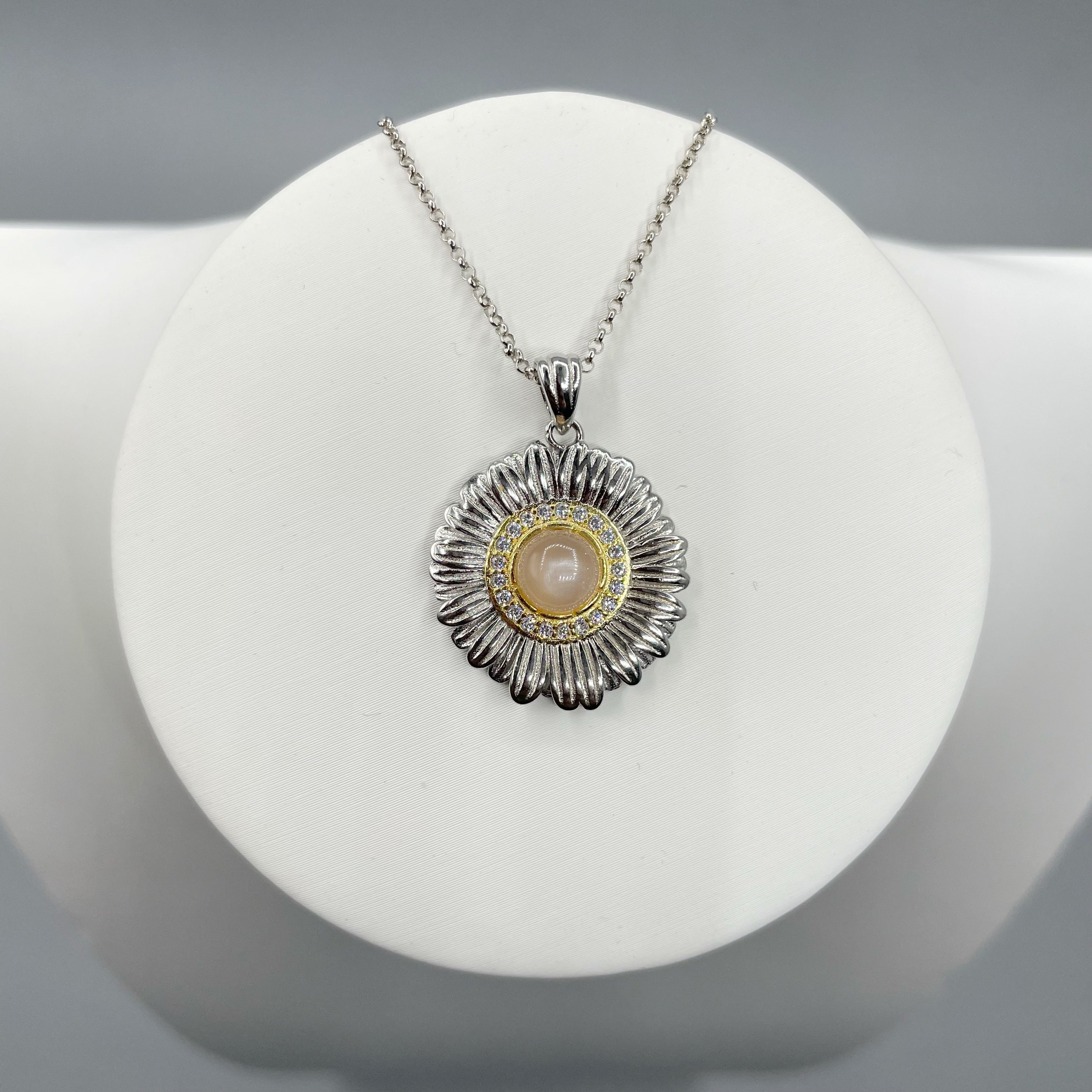 Set Pietra di Luna - Ciondolo e Orecchini, Argento 925
