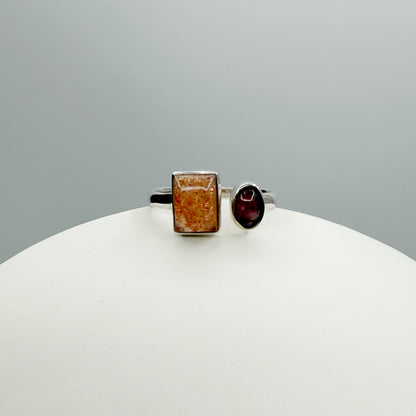 Anello Pietra del Sole e Granato - Argento 925