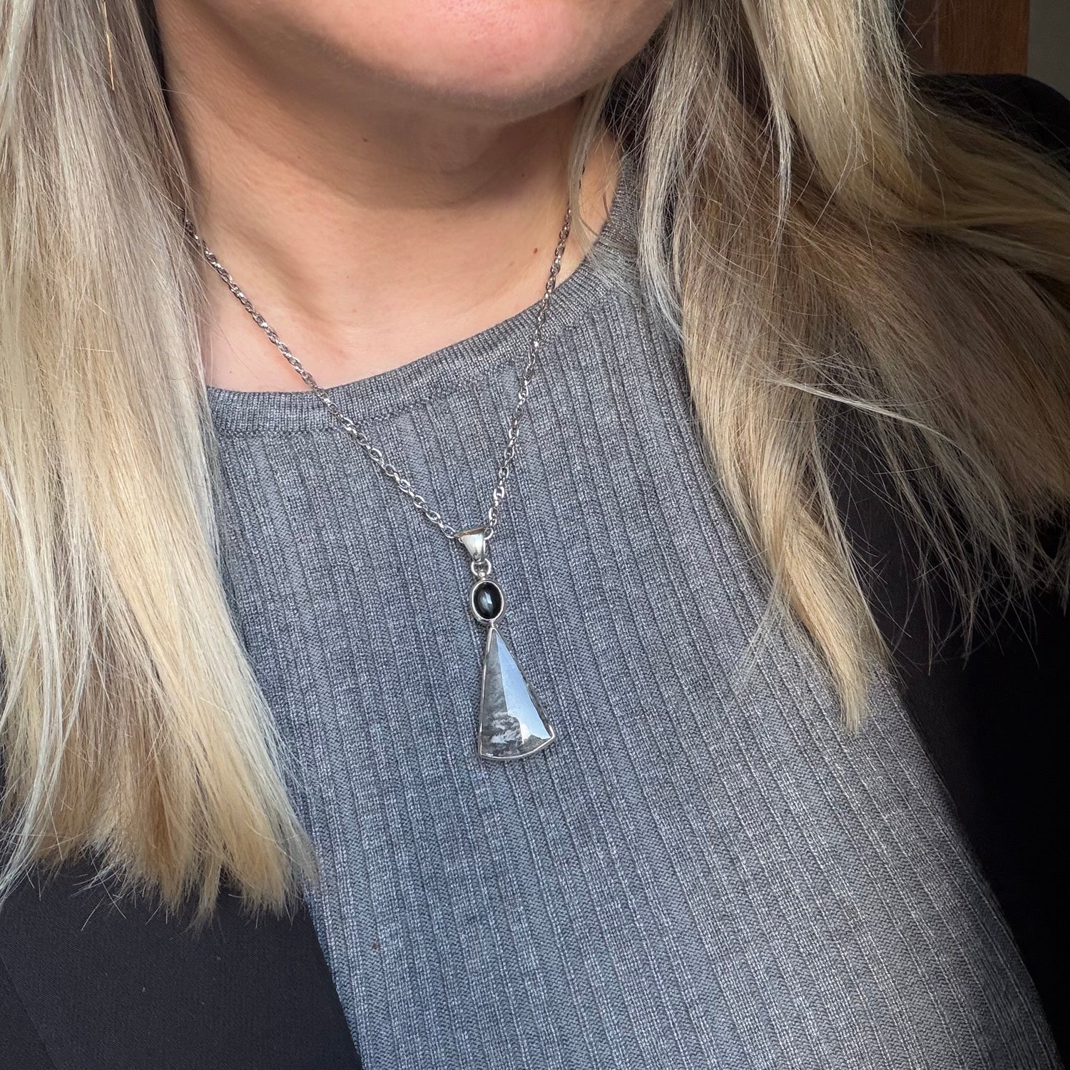 Ciondolo Diopsite e Quarzo Dendritico - Argento 925