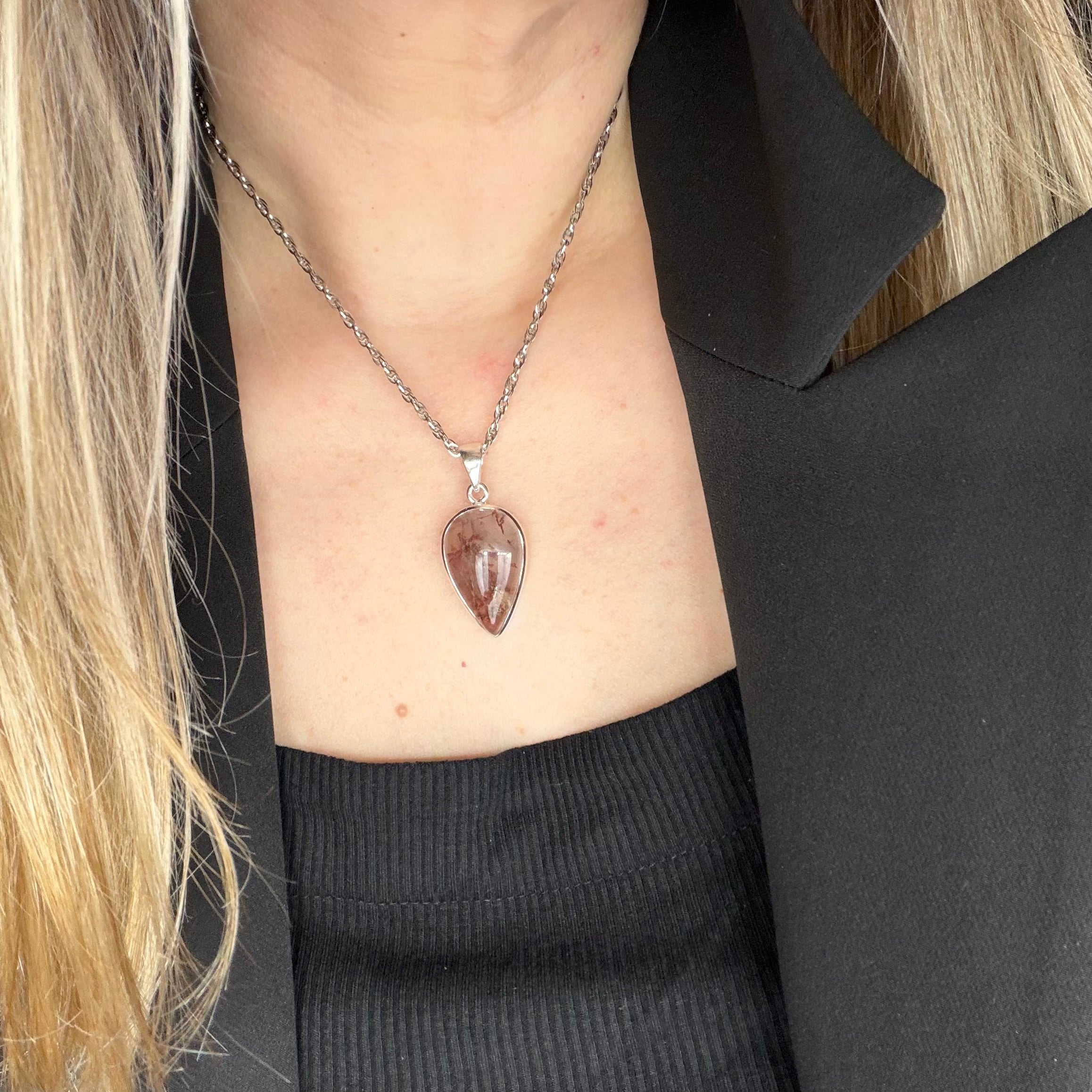 Ciondolo Quarzo Rutilato Rosa - Argento 925