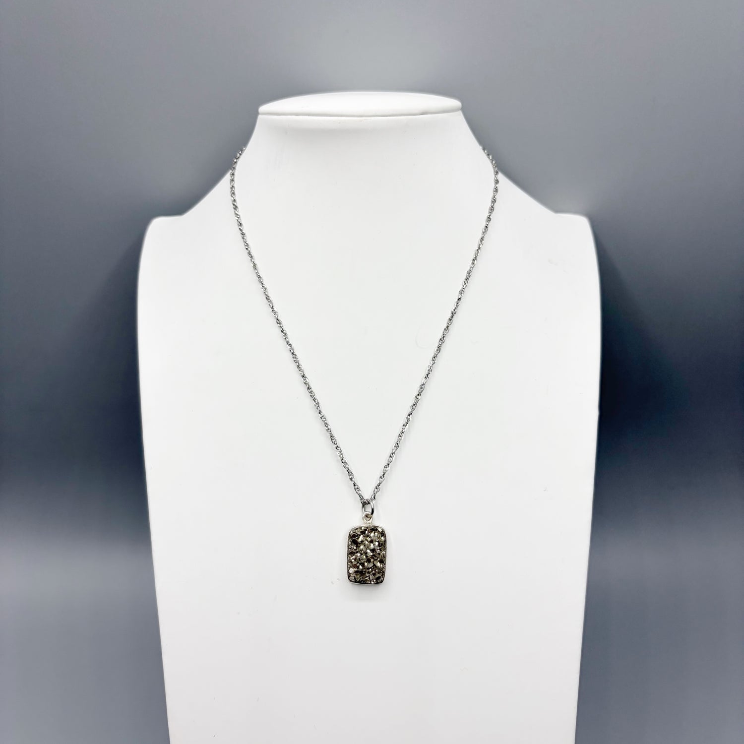 Ciondolo Pirite Grezza - Argento 925 - Rettangolare
