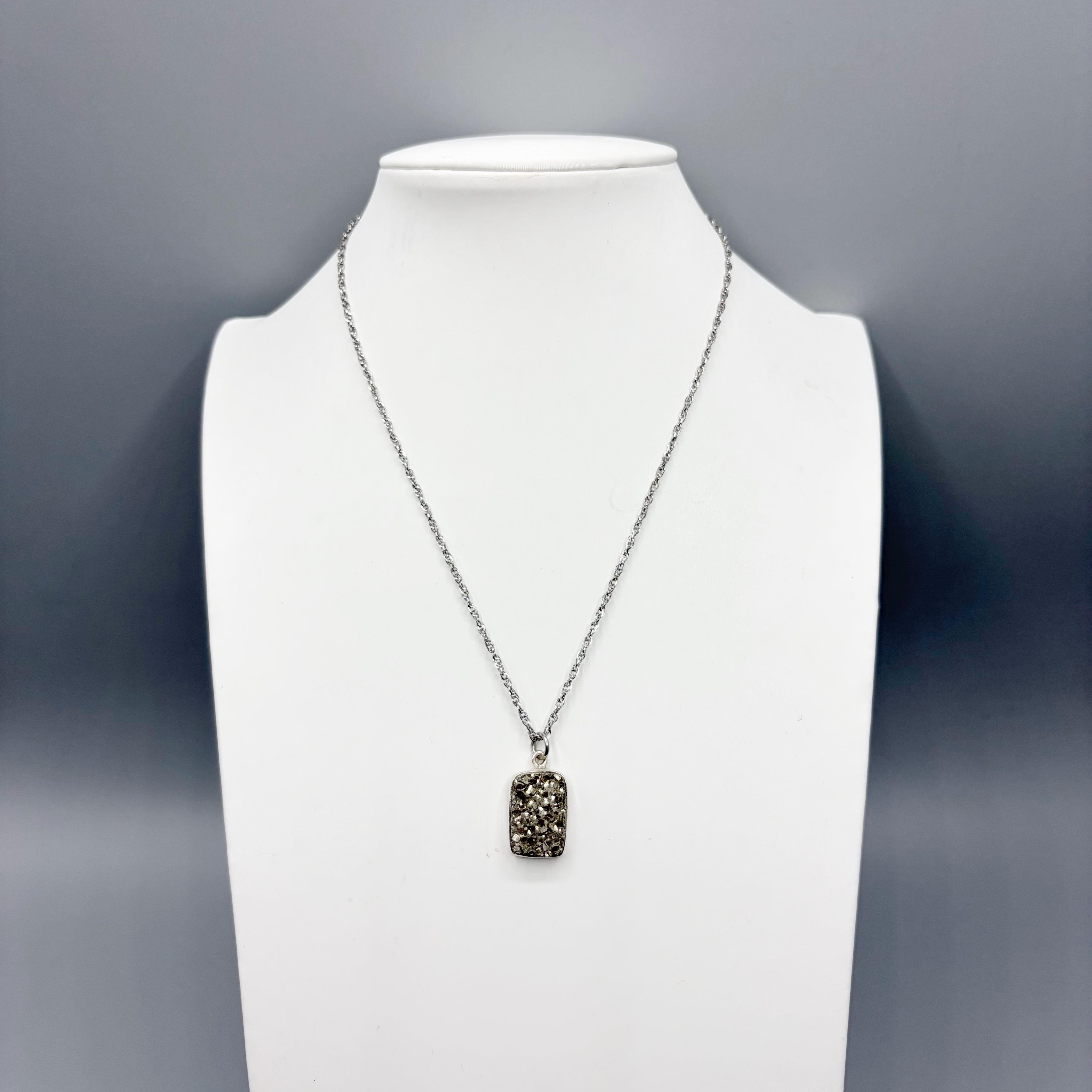Ciondolo Pirite Grezza - Argento 925 - Rettangolare
