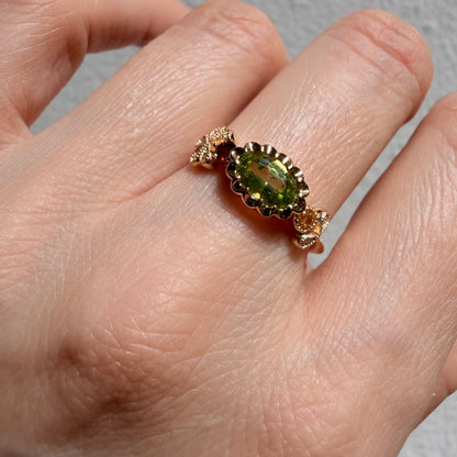 Anello Peridoto e Granato | Argento 925 placcato oro 14k - NON REGOLABILE