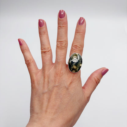 Anello Diaspro Oceano Argento 925 - Ovale
