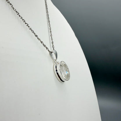 Ciondolo Cristallo di Rocca e Argento 925 - Ovale