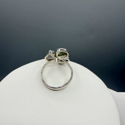 Anello Moldavite, Campo del Cielo e Diamante Herkimer | Argento 925