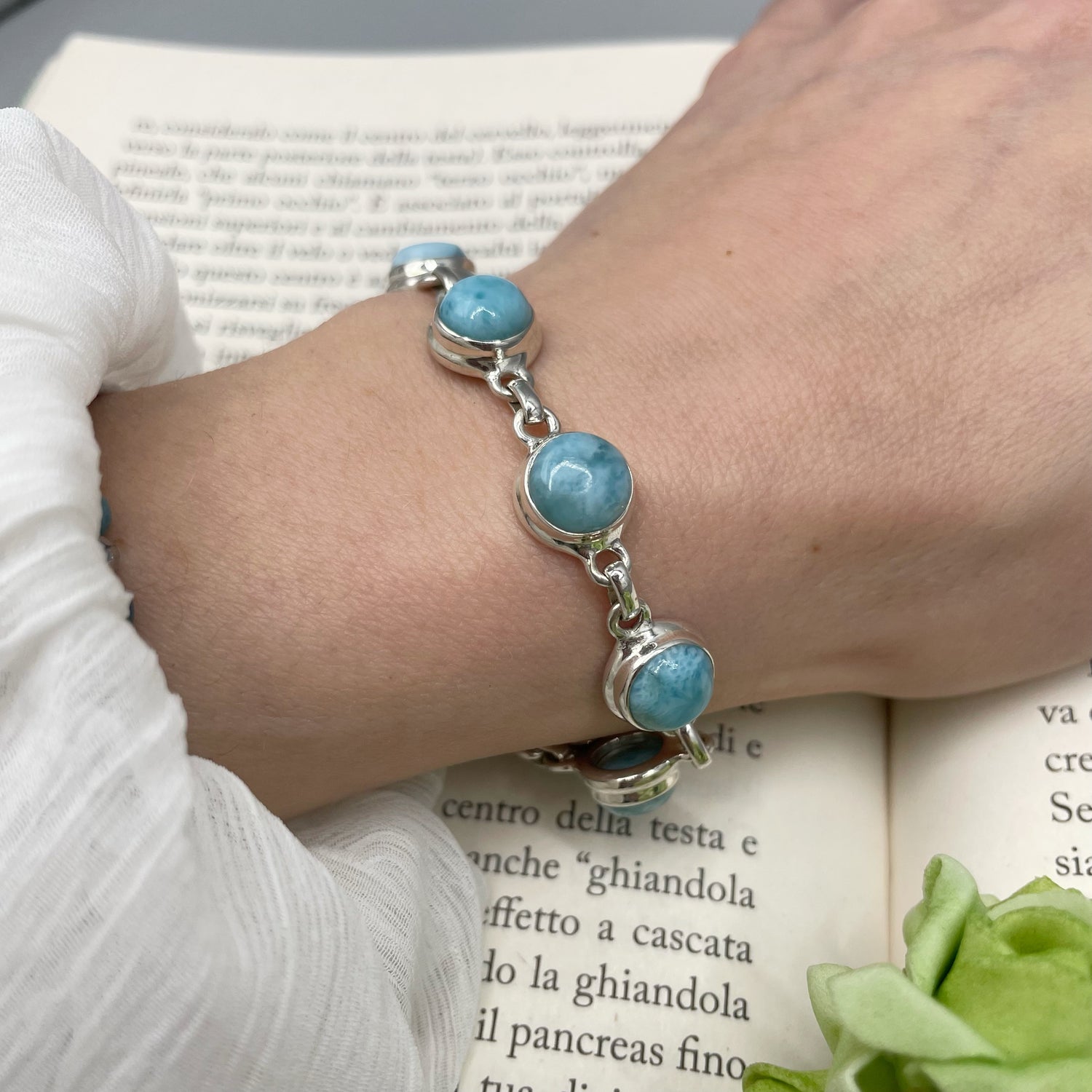 Bracciale Larimar e Argento 925 - tondo