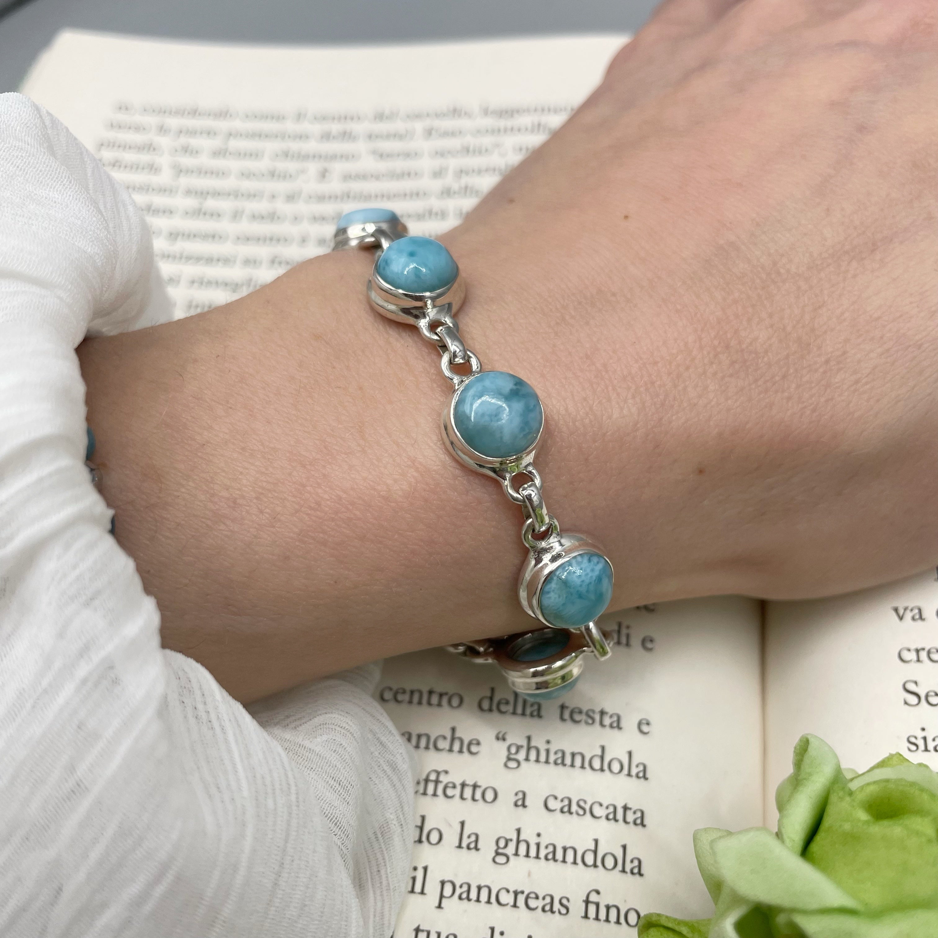 Bracciale Larimar e Argento 925 - tondo
