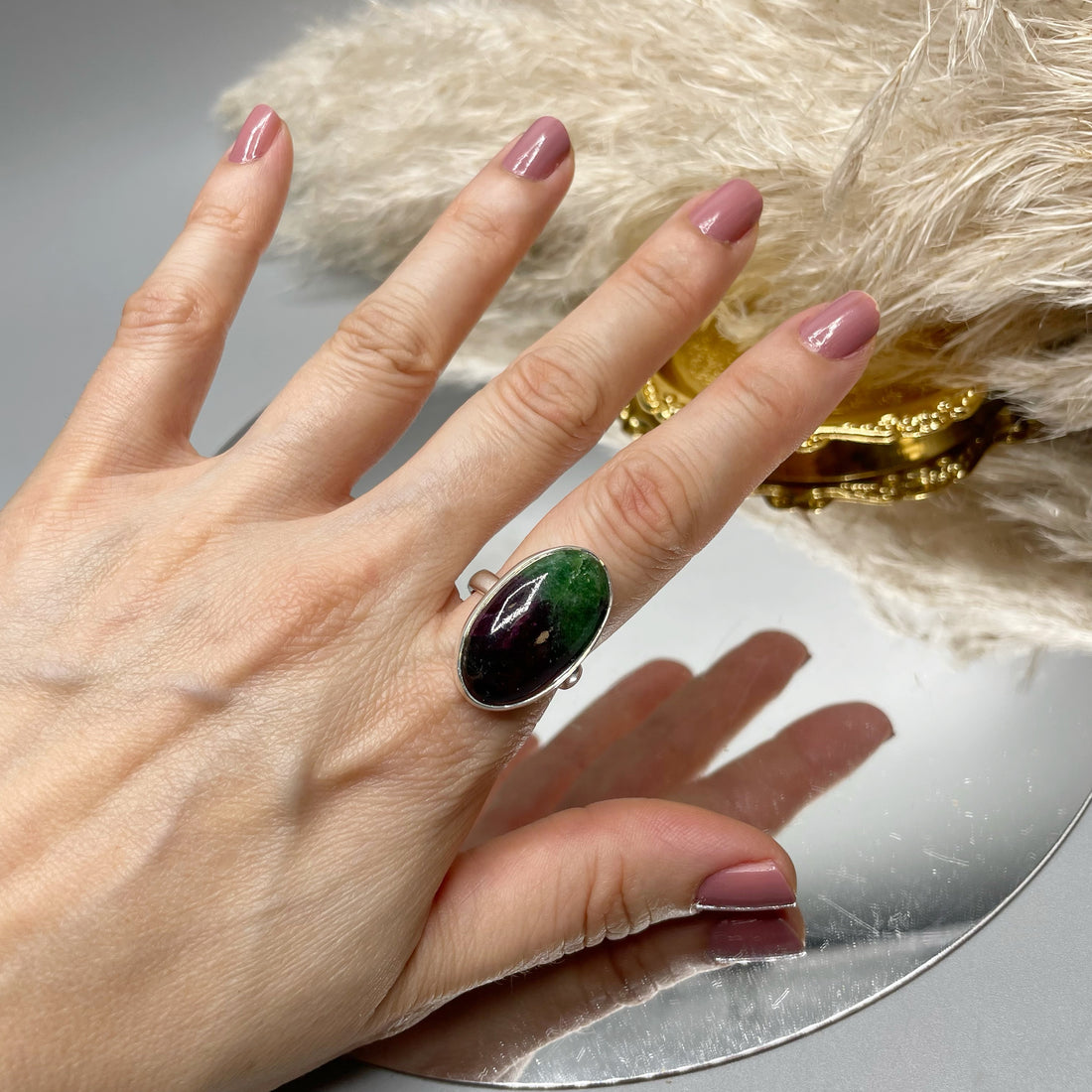 Anello Rubyzoisite e Argento 925