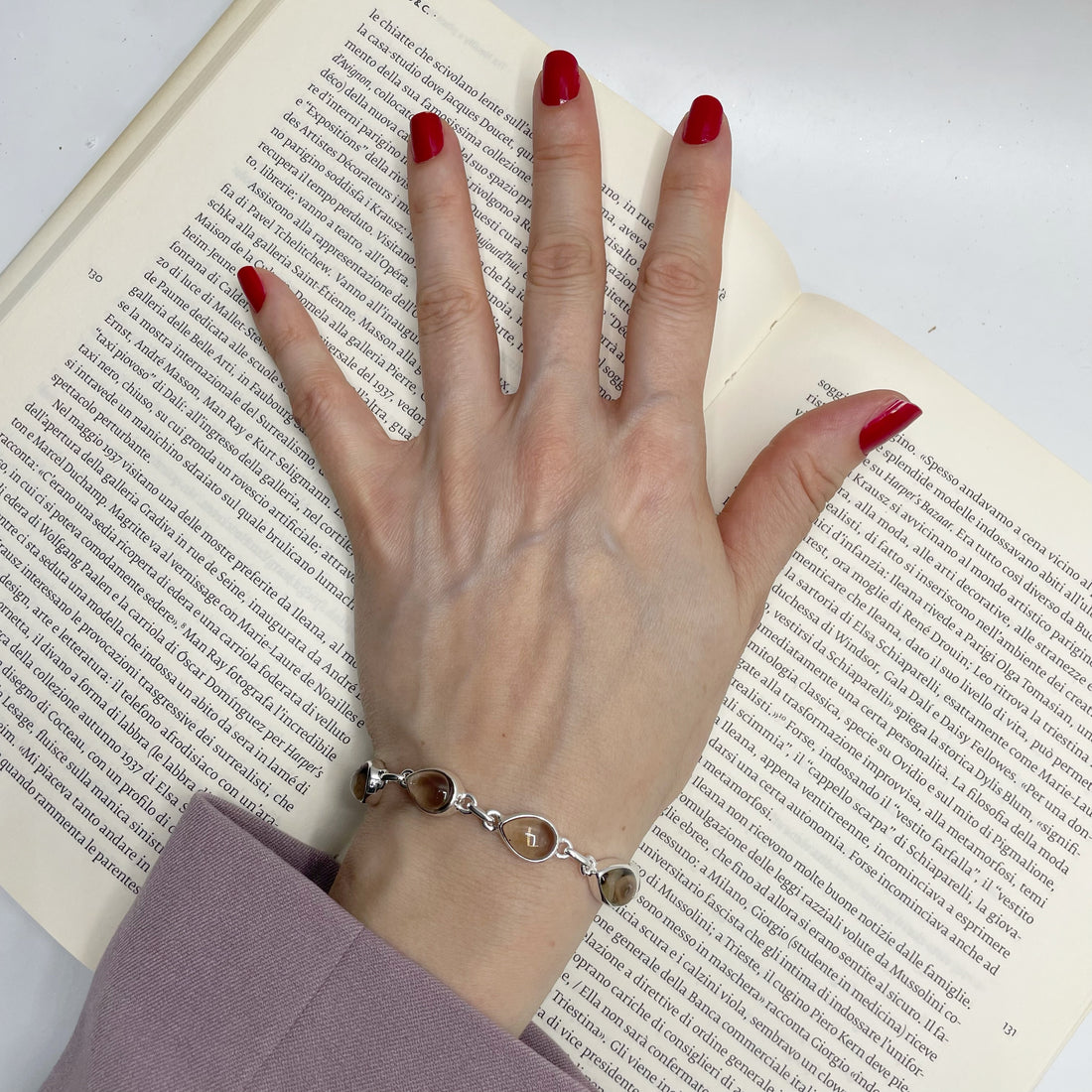 Bracciale Quarzo Fumè a Goccia- Argento 925
