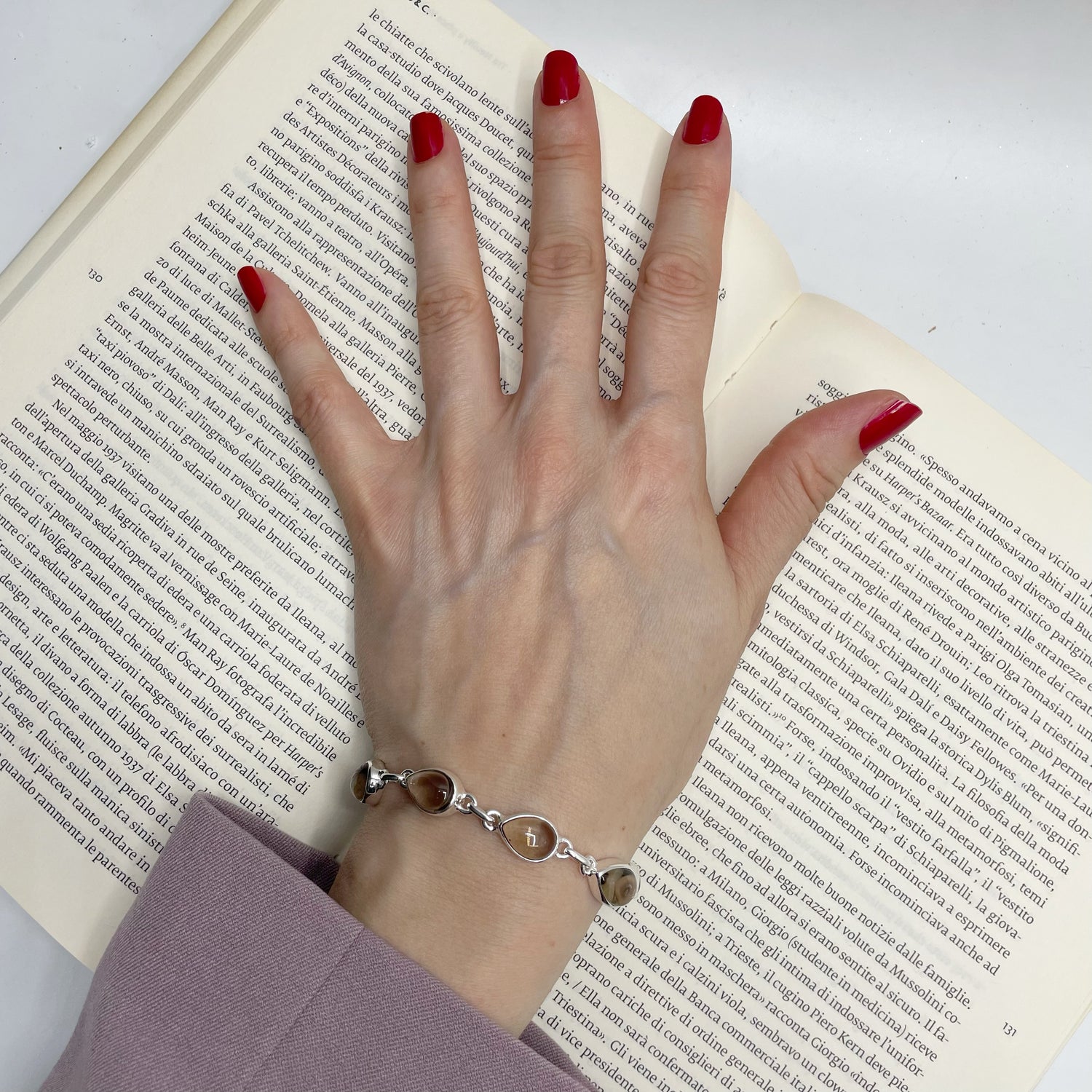 Bracciale Quarzo Fumè a Goccia- Argento 925