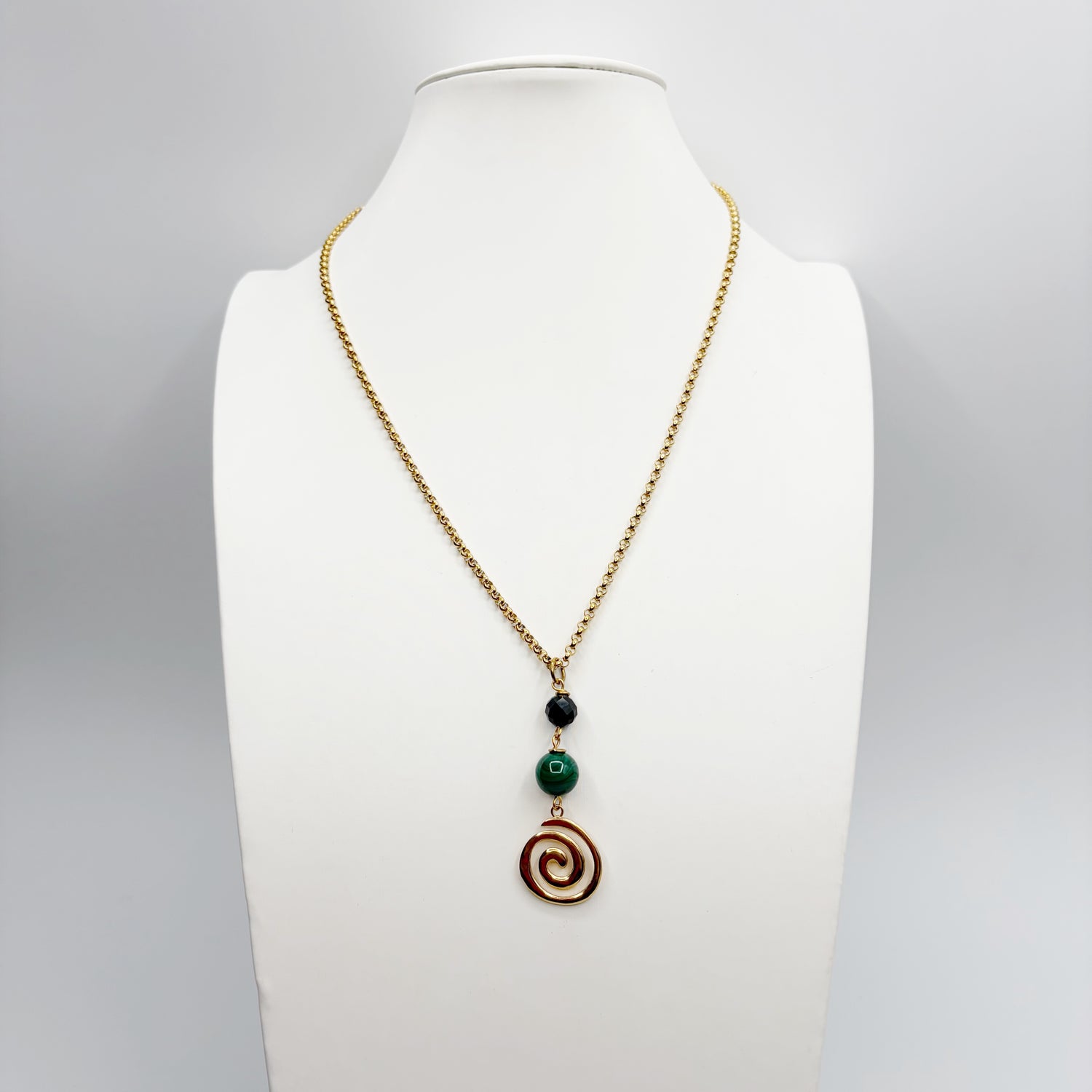 Collana Armonia e Protezione - Tormalina e Malachite - GOLD
