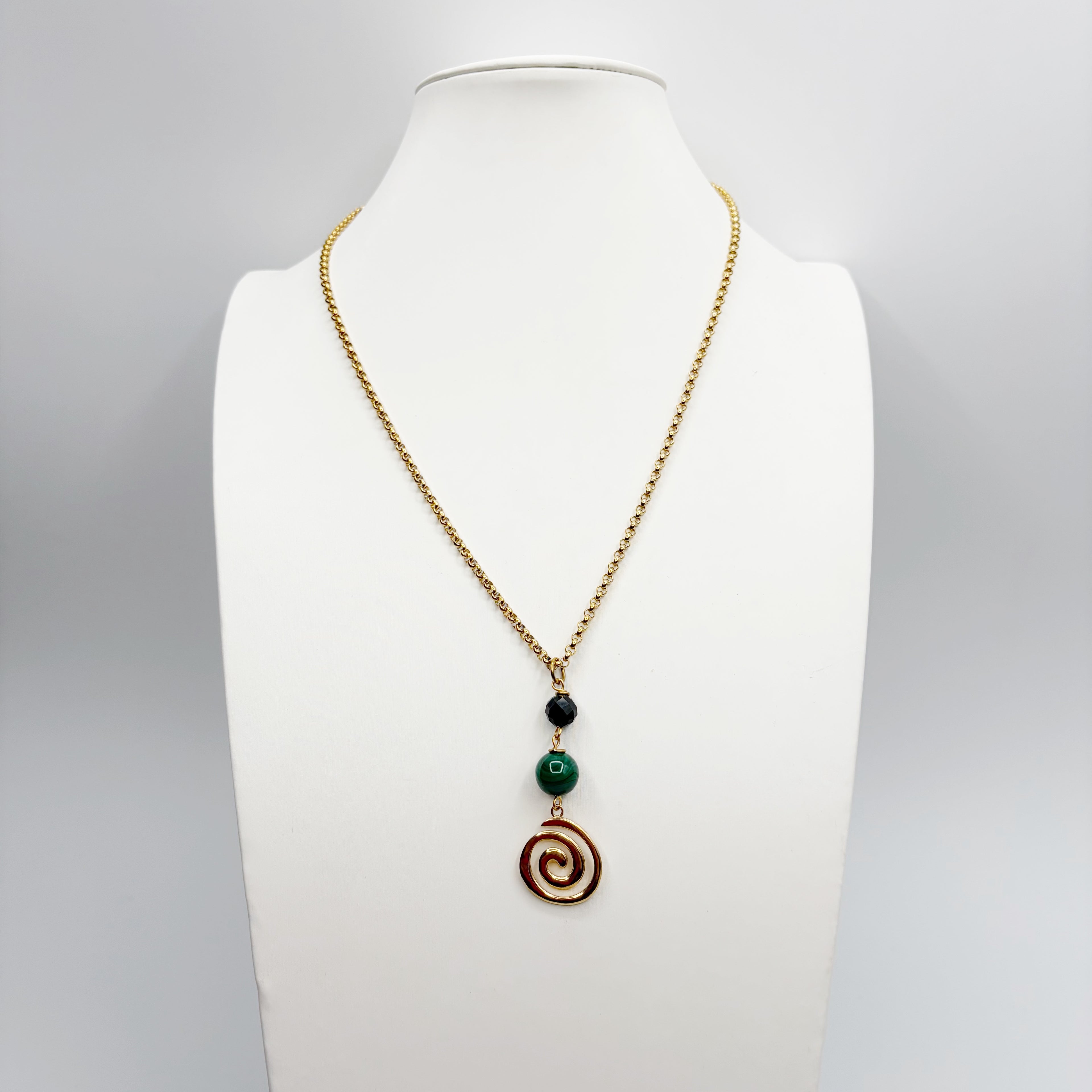 Collana Armonia e Protezione - Tormalina e Malachite - GOLD