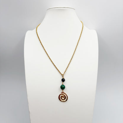 Collana Armonia e Protezione - Tormalina e Malachite - GOLD