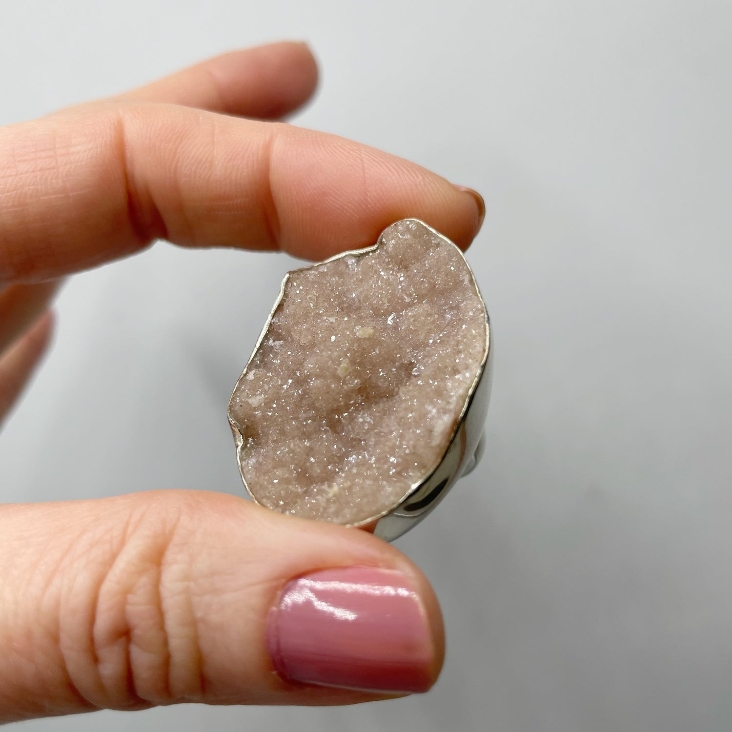 Anello Drusa di Ametista Rosa e Argento 925