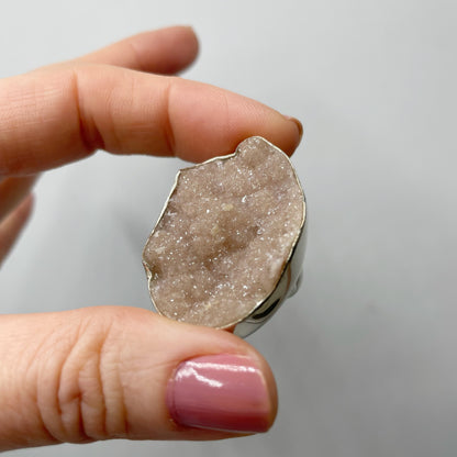 Anello Drusa di Ametista Rosa e Argento 925