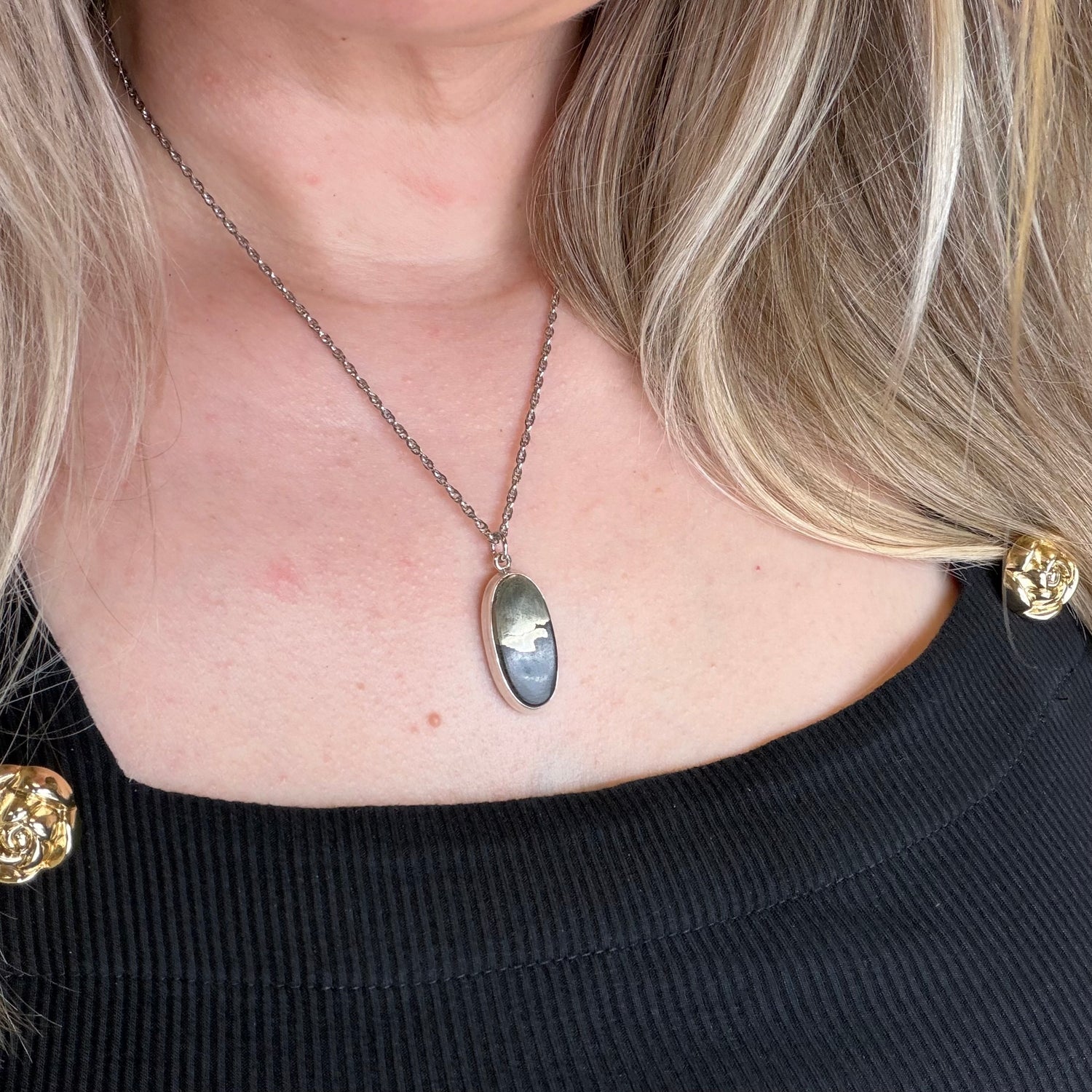 Ciondolo Pirite in Magnetite - Argento 925