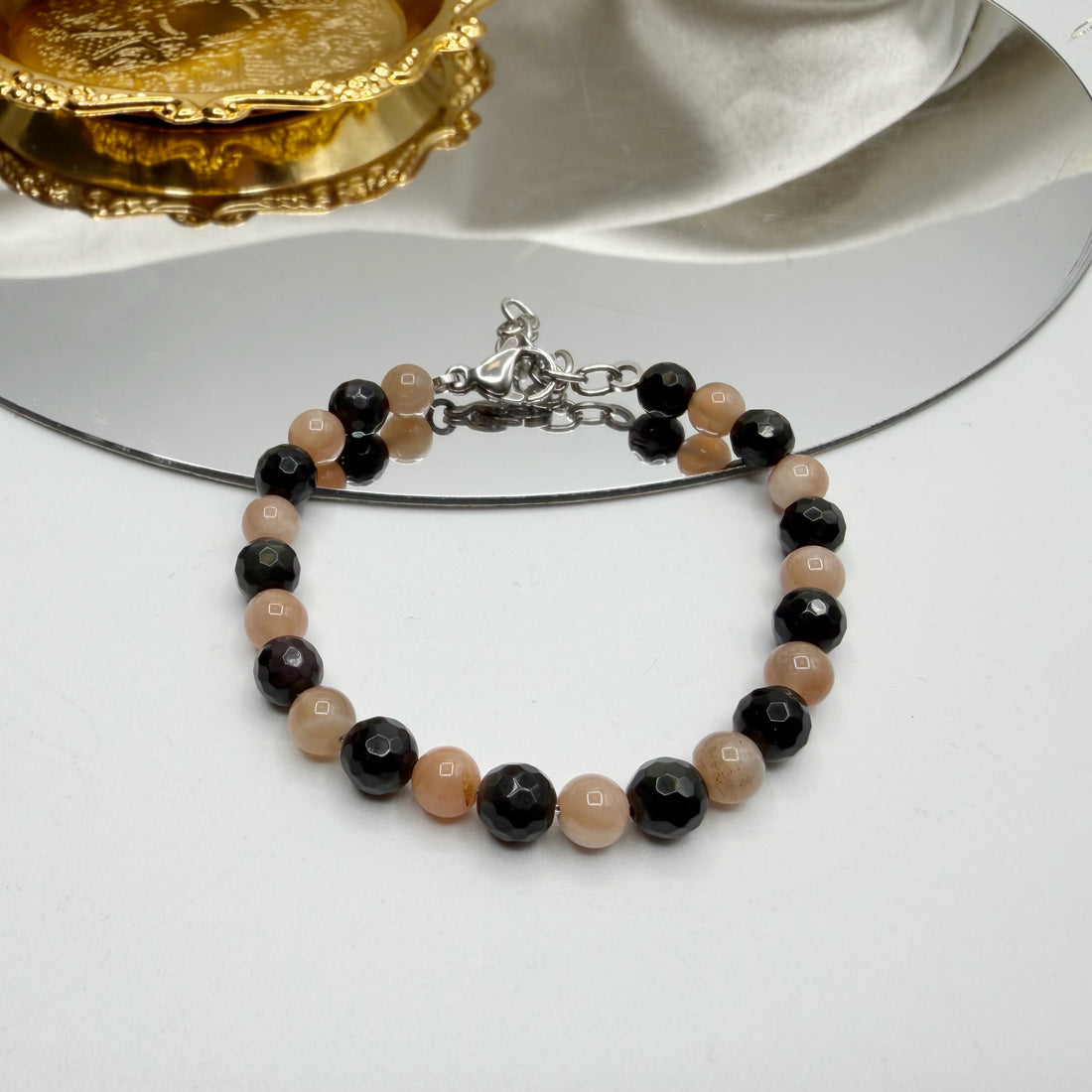 Bracciale "Chiudi col Passato" - Ossidiana e Pietra di Luna - LIMITED EDITION