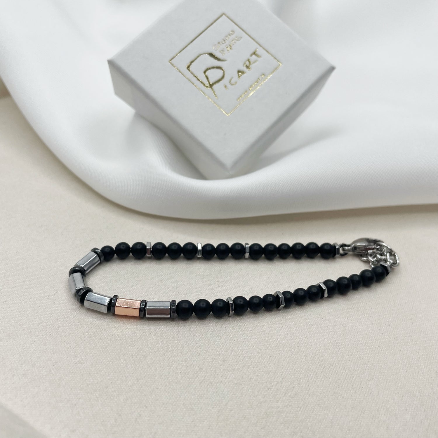 Bracciale Acciaio con Ematite nera | Gioielli Bracciale Acciaio con Ematite nera | Gioielli