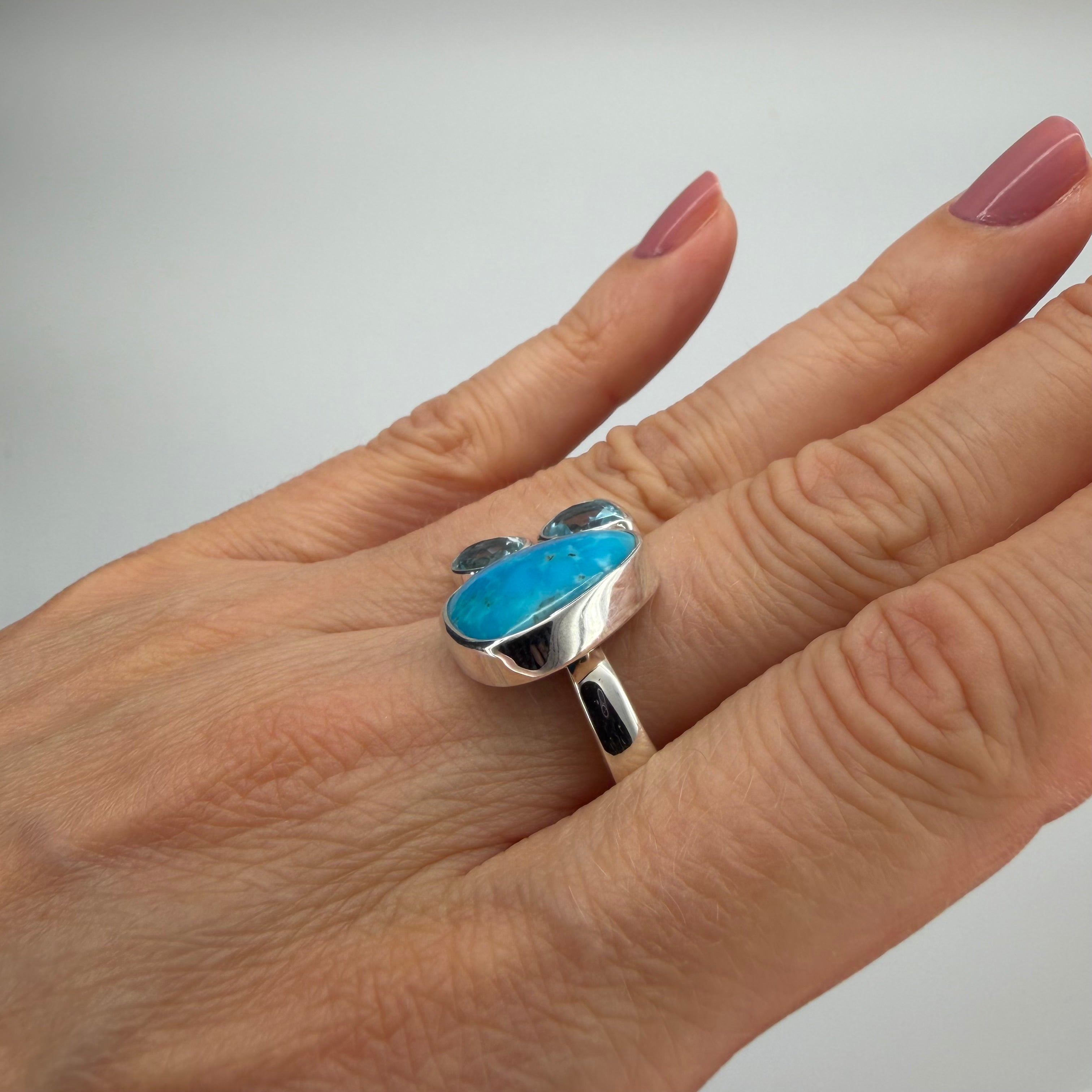 Anello Turchese Naturale e Topazio - Argento 925