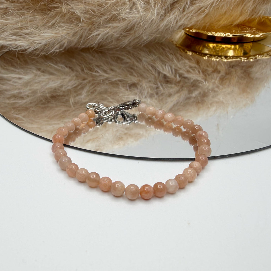 Braccialetto Pietra di Luna Pesca - sottile