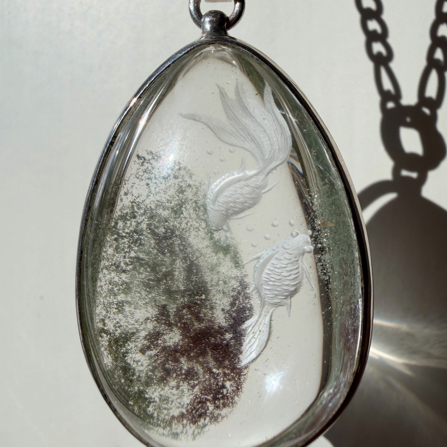Ciondolo Lodolite intarsiato a Mano - Argento 925
