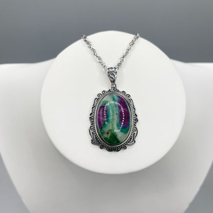 Ciondolo Rubino Fuchsite Ovale - Argento 925