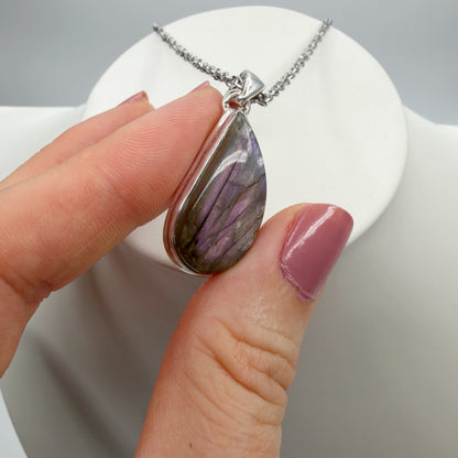Ciondolo Labradorite Viola - Argento 925 a goccia