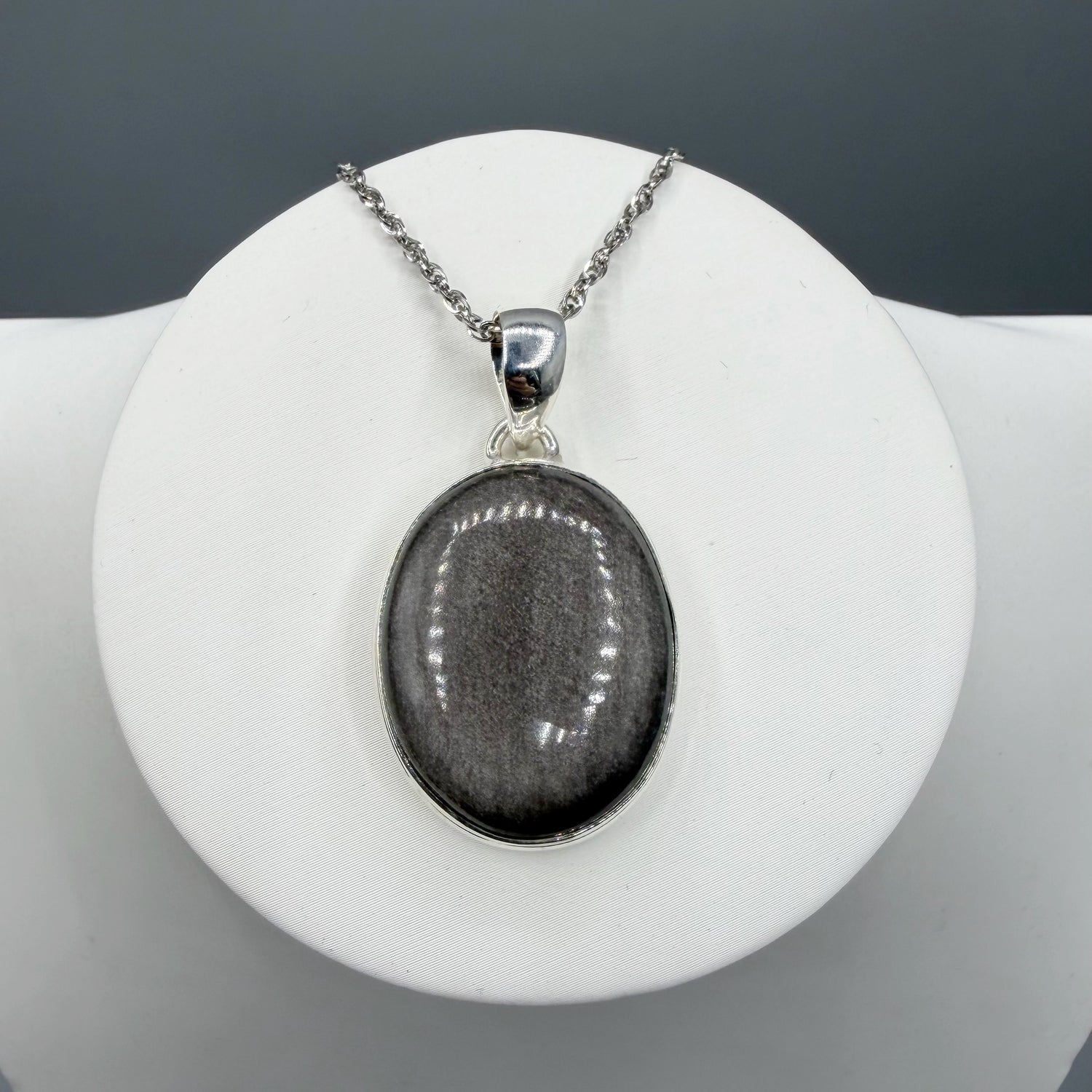 Ciondolo Ossidiana Argento Ovale - Argento 925