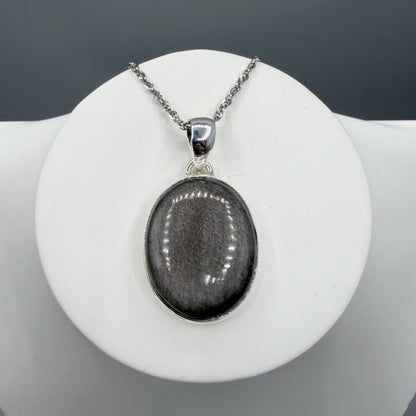 Ciondolo Ossidiana Argento Ovale - Argento 925