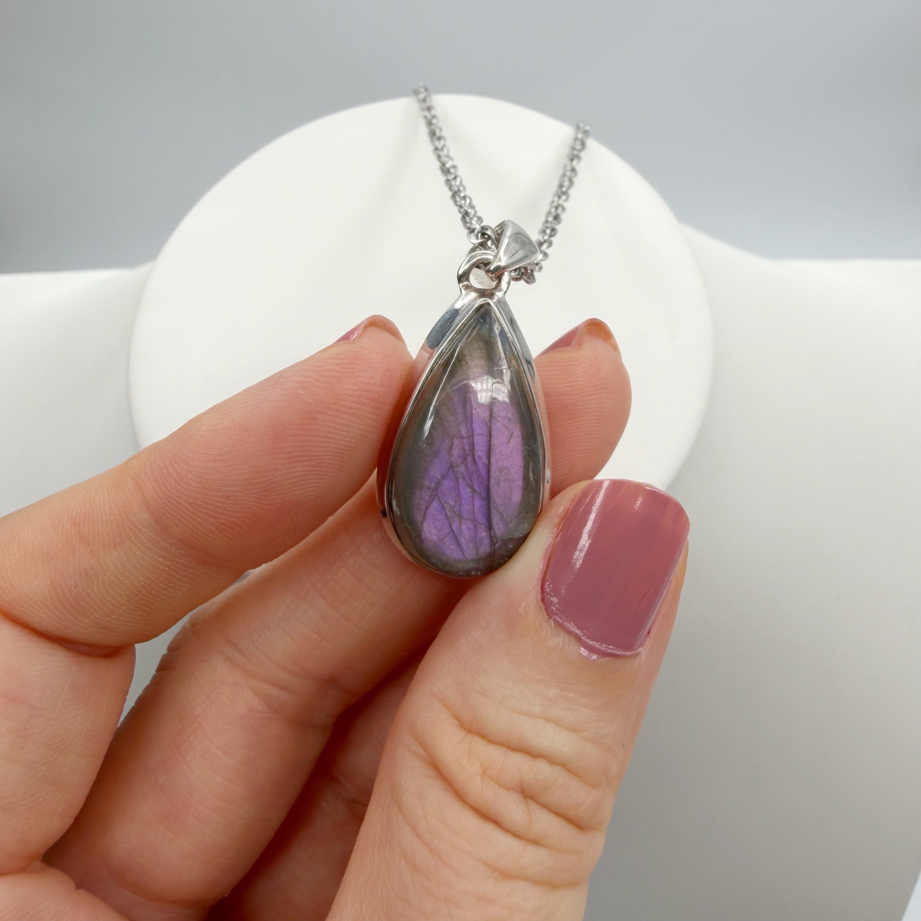 Ciondolo Labradorite Viola - Argento 925 - a goccia