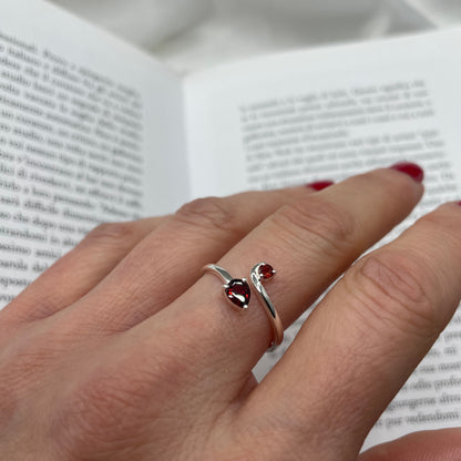 Anello Intreccio Granato e Argento 925