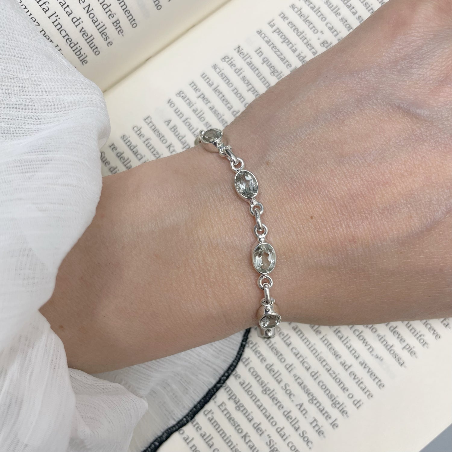 Bracciale Ametista Verde e Argento 925