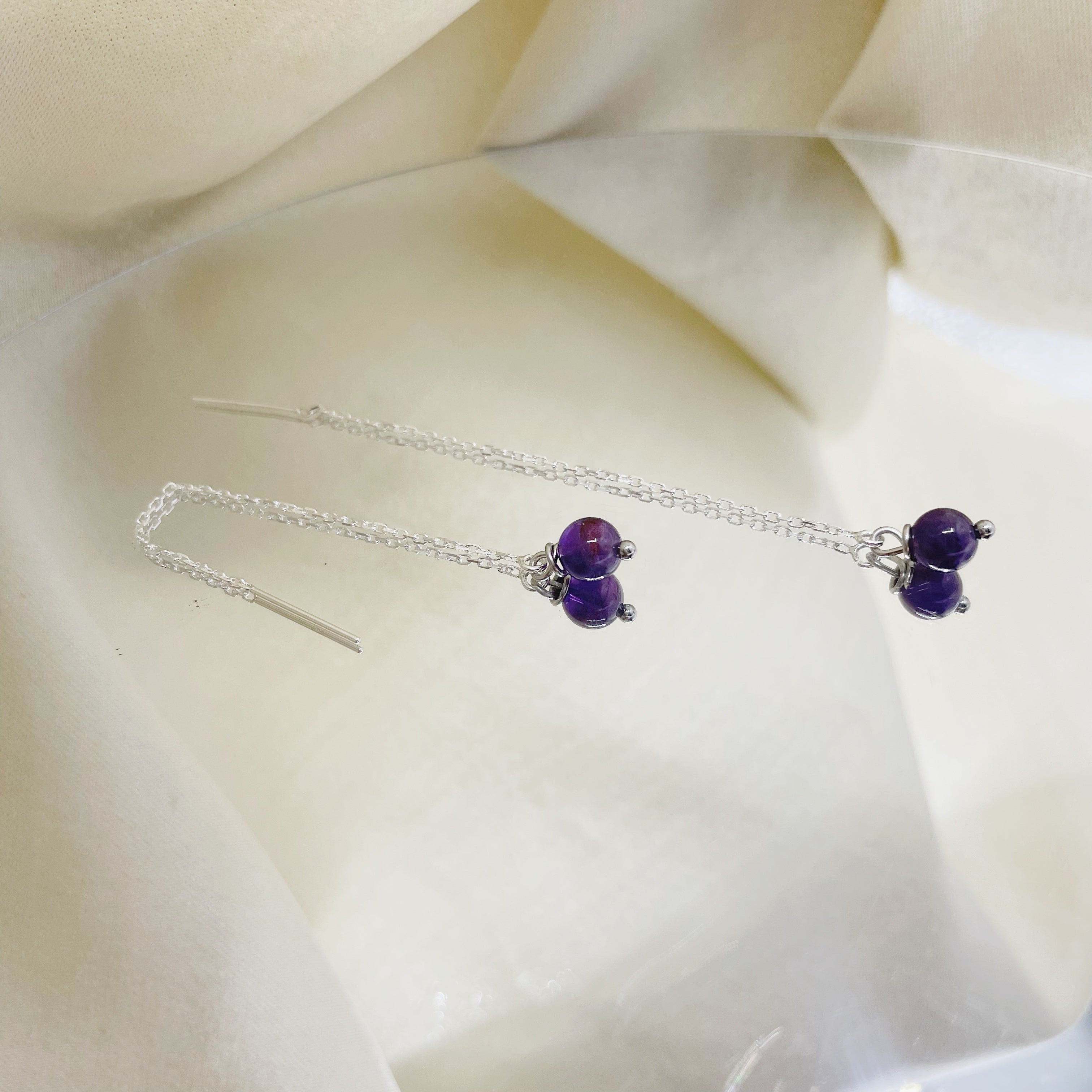 Orecchini Saliscendi Ametista e Argento 925