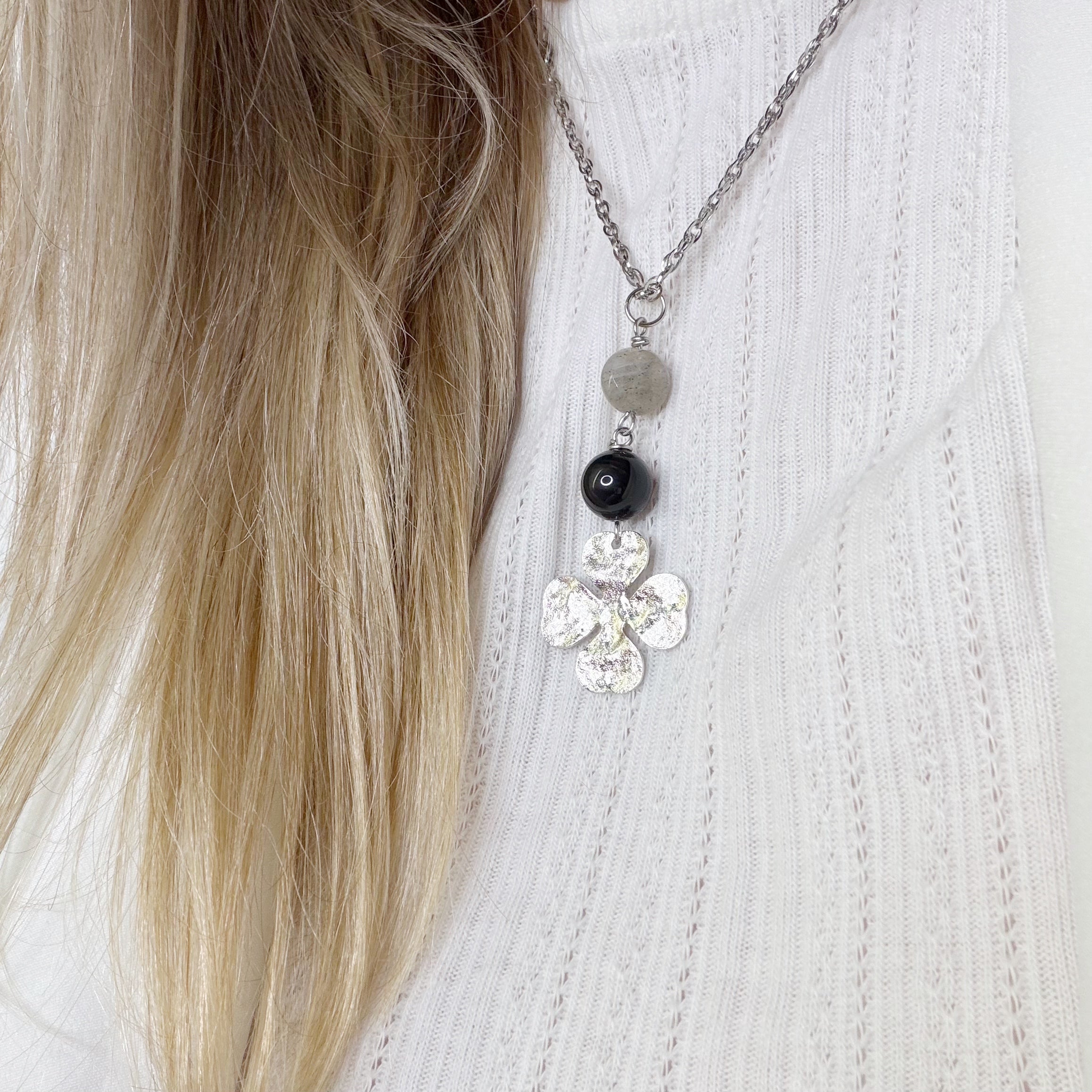 Collana Lucky - Ossidiana e Labradorite