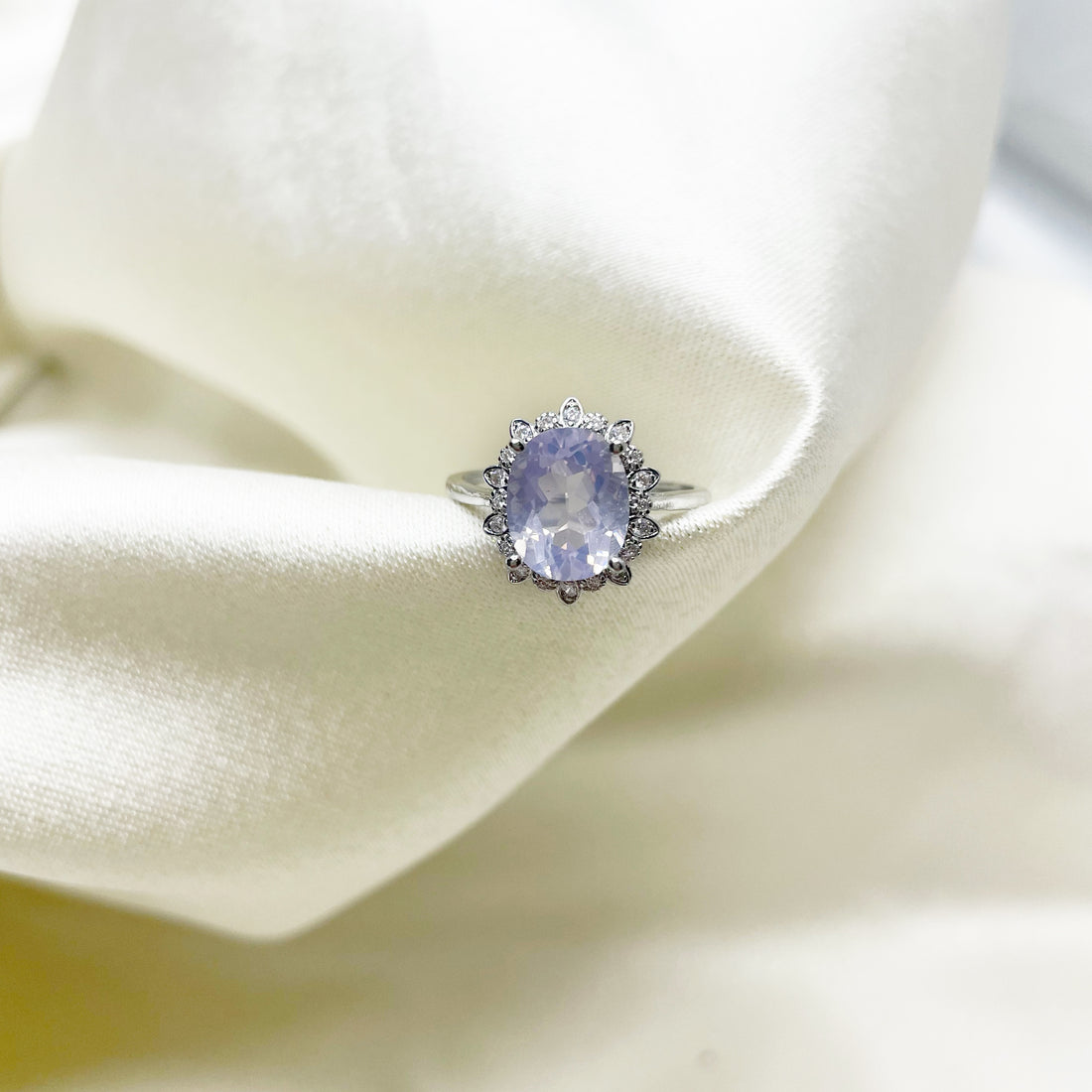 Anello Quarzo Lavanda - (Rame placcato argento 925)