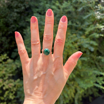 Anello tondo Malachite | Argento 925