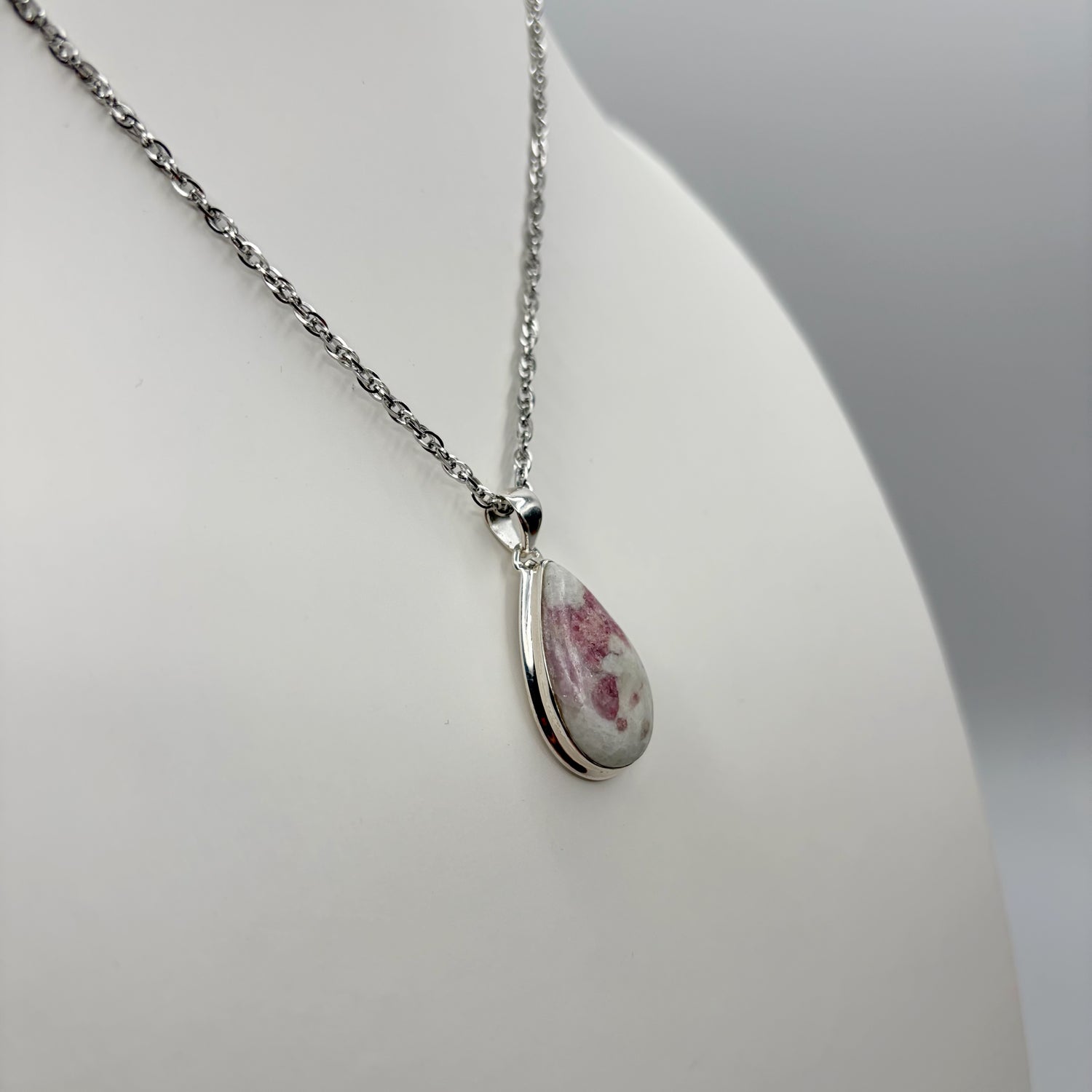 Ciondolo Tormalina Rosa e Argento 925 - A Goccia