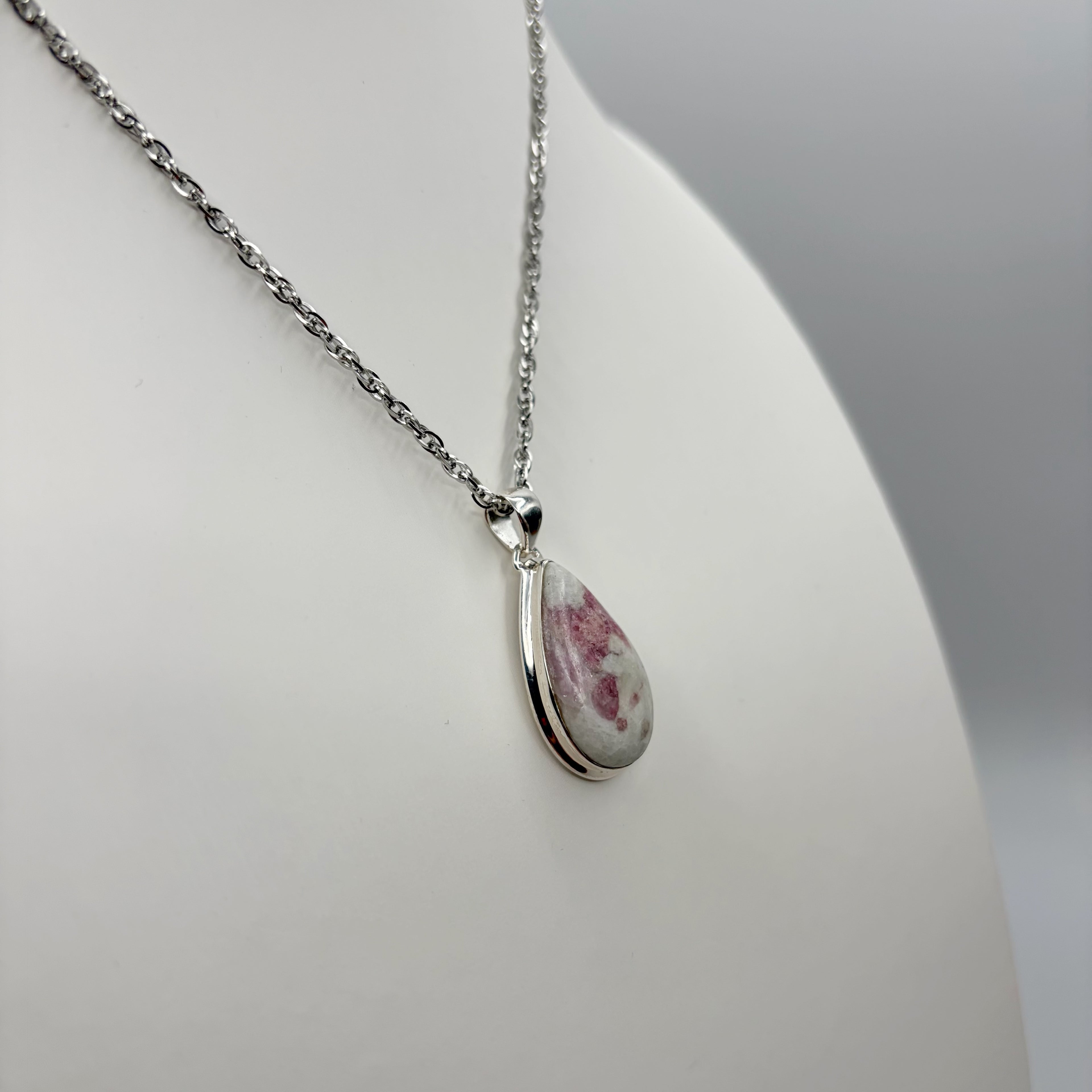 Ciondolo Tormalina Rosa e Argento 925 - A Goccia