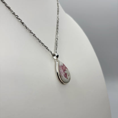 Ciondolo Tormalina Rosa e Argento 925 - A Goccia