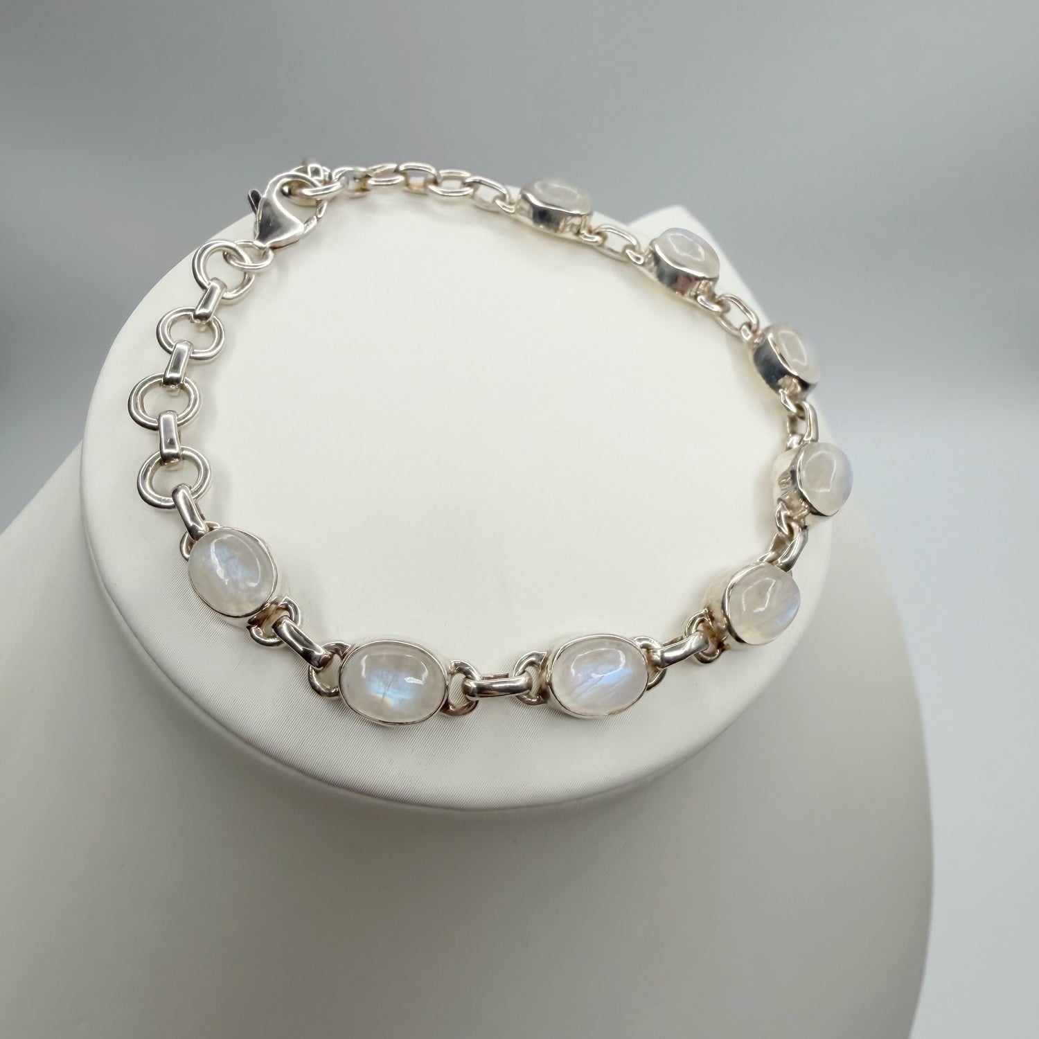 Bracciale Labradorite Bianca e Argento 925 - Ovale