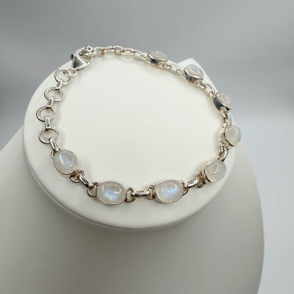 Bracciale Labradorite Bianca e Argento 925 - Ovale
