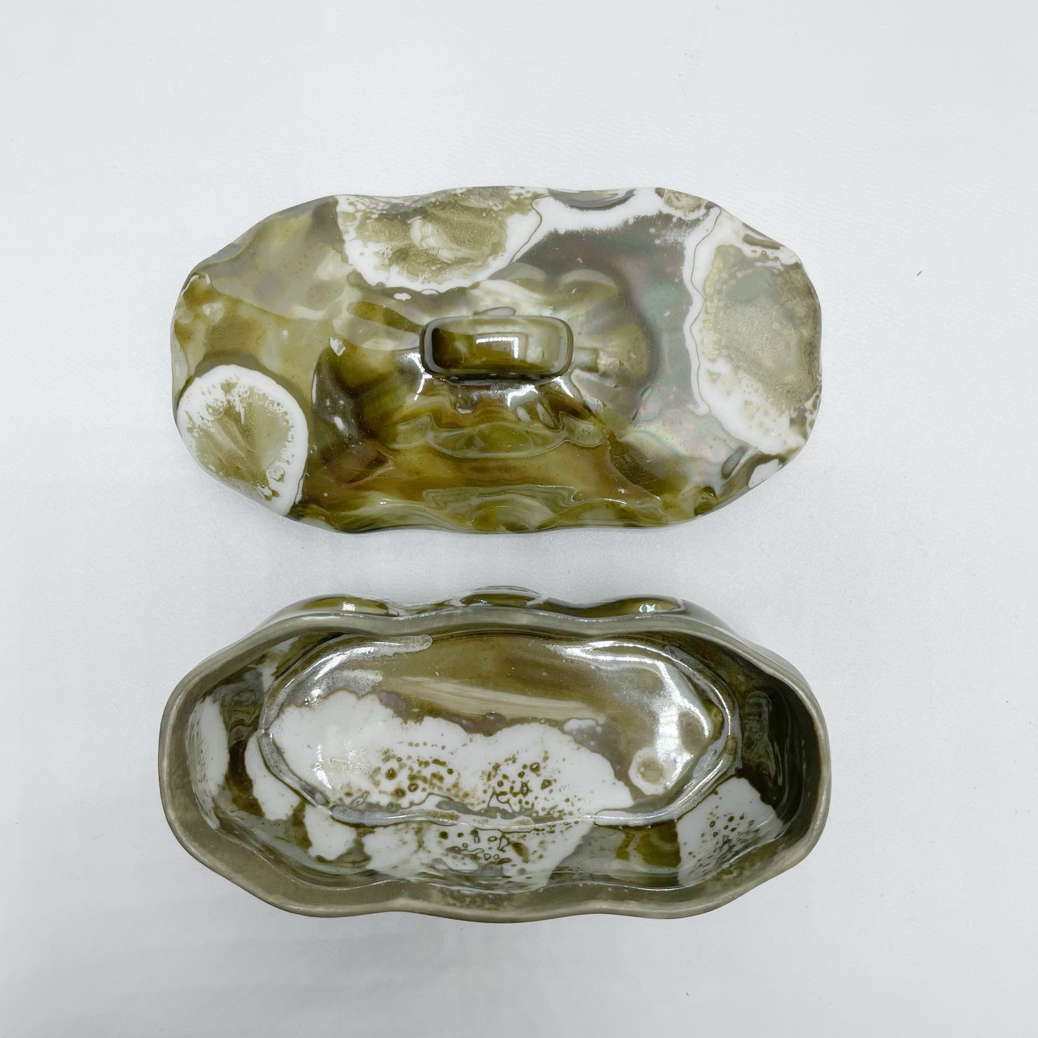 Portagioie Piccolo, porcellana dipinta a mano - Verde