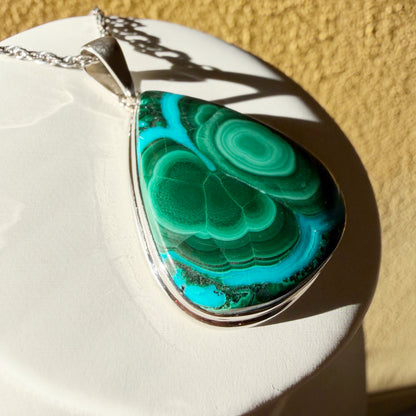 Ciondolo Malachite e Crisocolla Argento 925 - A Goccia