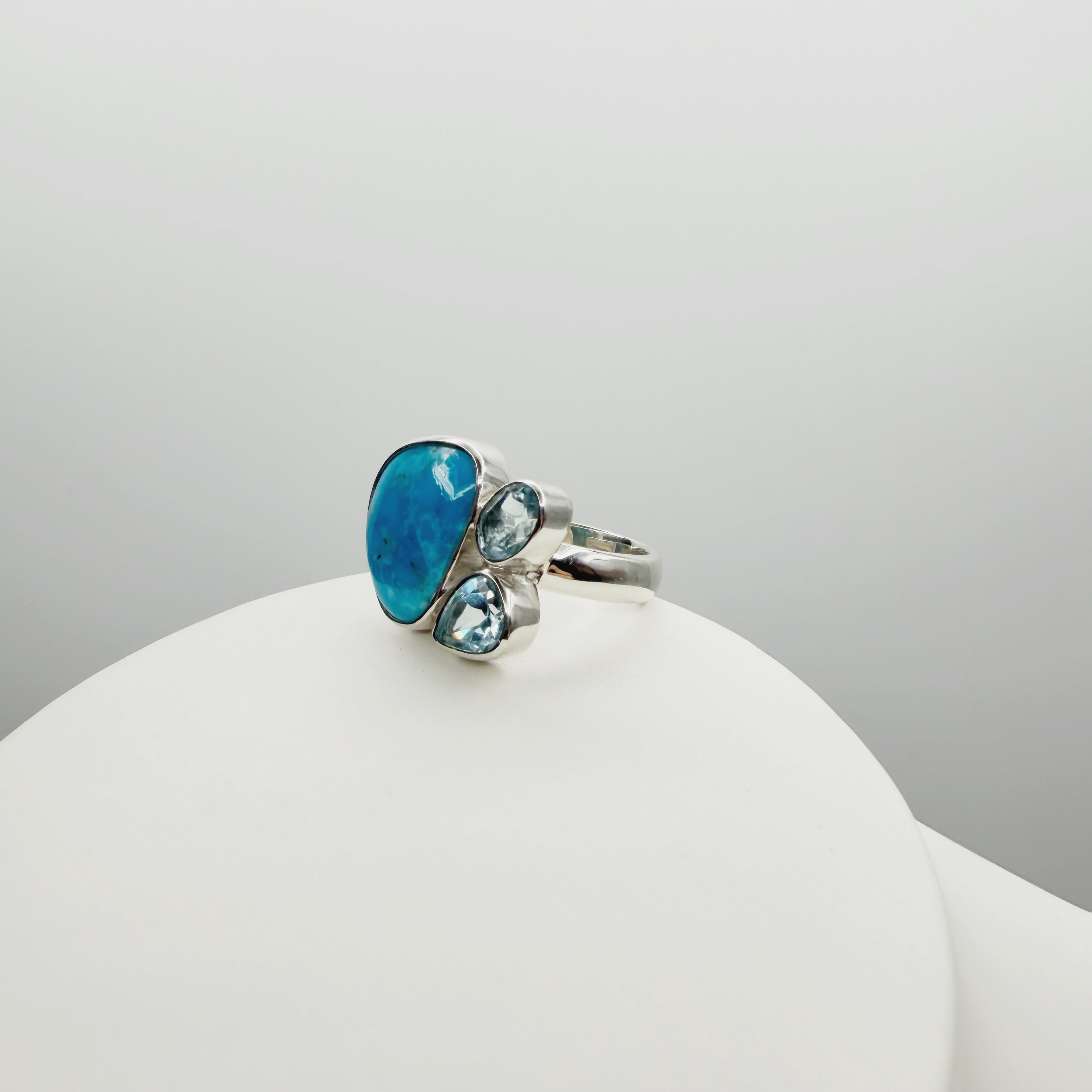 Anello Turchese Naturale e Topazio - Argento 925